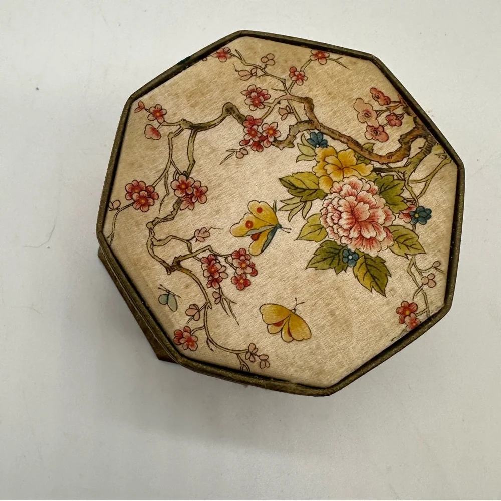 Shari Langlois New York Antique 1920's Powder Box Silk Powder Box Cherry